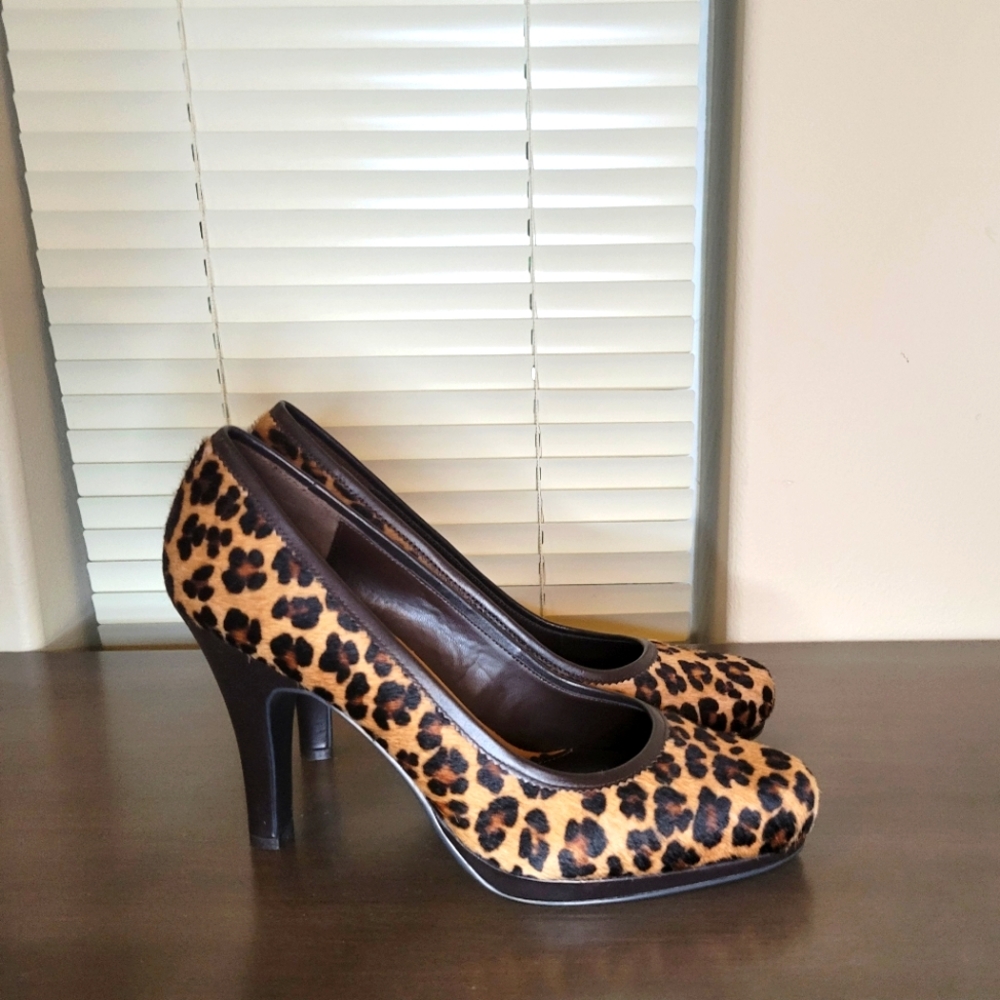 NIB ALFANI Ambition Leather Mohair 4 Inch Heal Shoes - Baby Jaguar, Size 10